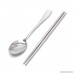 Mimgo Stainless Steel Flatware Spoon Chopsticks Tableware Set with Travel Box (Yellow) - B0765SLCFL